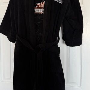 Harley-Davidson Black Plush Bath Robe with Logo Accent